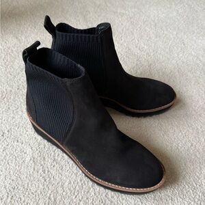 EILEEN FISHER Women's Lilou Nubuck and Recycled Stretch Knit Boots in Black 7.5